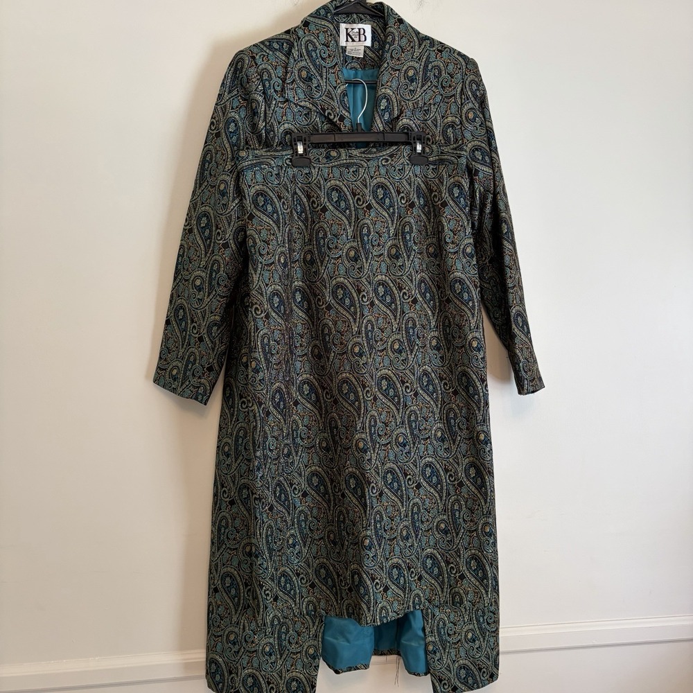 Stella Louise For KB Sz 14 Vintage Jacket Skirt Set Metallic Paisley Luxury
